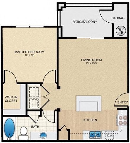Cozy One Bedroom & One Bathroom. Kitchen Island | Walk-In-Closet | Private Patio with Storage Closet. at Mission Hills Apartments, Texas, 78258